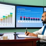 Home 22 부동산 시장의 투자자 행동 패턴 - A detailed, professional real estate investor's office scene in Karachi, Pakistan, showing a middle-...