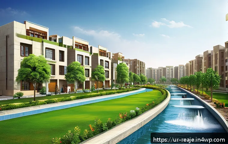 부동산 시장의 환경 규제 변화 - A modern urban real estate development in Pakistan showcasing environmentally friendly features: mul...
