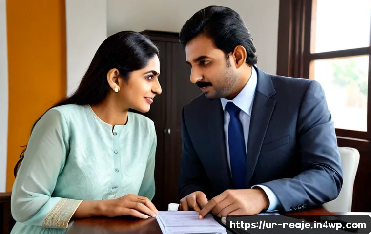 Home 17 2024년 부동산 시장에서의 세금 전략 - Photorealistic Pakistani real estate tax consultation, a middle-aged Urdu-speaking couple in modest ...